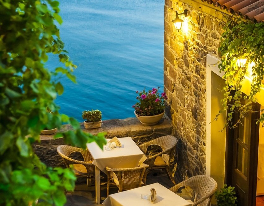 Outside of the restaurant.